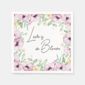 Pink Floral Anemone Liebe ist im Bloom Brautparty Serviette (Vorderseite)