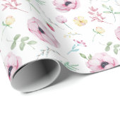 Pink Floral Anemones Geschenkpapier (Rolleneckpunkt)