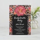 Pink Floral Animal Print Bachelorett Einladungen (Stehend Vorderseite)