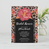 Pink Floral Animal Print Brautparty lädt ein (Stehend Vorderseite)
