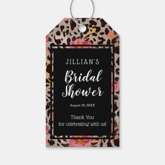 Pink Floral Animal Print Brautparty Vielen Dank Geschenkanhänger (Vorderseite)