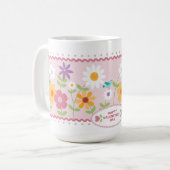 Pink Floral Anpassbarer Valentinstag Kaffeemaschin Kaffeetasse (Vorderseite Links)