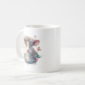 Pink Floral Aquarell Kuh mit Blume Krone Kaffeetasse (Vorderseite Links)