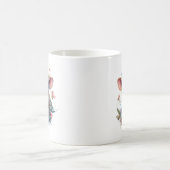 Pink Floral Aquarell Kuh mit Blume Krone Kaffeetasse (Mittel)
