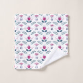 Pink Floral Aquarell Tulip Badhandtuch Set (Waschlappen)