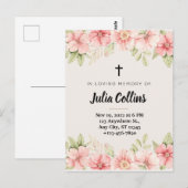 Pink FLoral Aquarellkarte Postkarte (Vorne/Hinten)