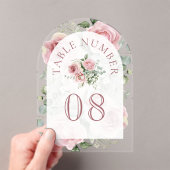 Pink Floral Arch Wedding Acrylic Table Number Acryleinladungen (Insitu (Handheld))