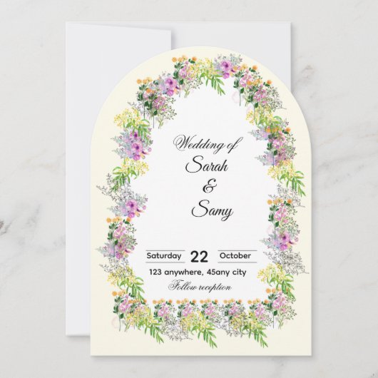 Pink Floral Arch Wedding Invitation Einladung (Vorderseite)