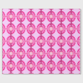 Pink Floral Art Wrapping Paper Geschenkpapier (Flach)