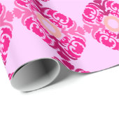 Pink Floral Art Wrapping Paper Geschenkpapier (Rolleneckpunkt)