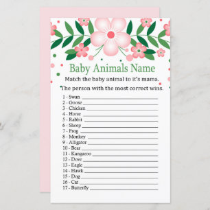 Pink Floral Baby Animes Name Game
