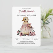 Pink Floral Baby Duck Baby Duck Baby Show for Girl Einladung (Stehend Vorderseite)