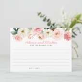 Pink Floral Baby Duschberatung und Wunschkarte Einladung (Stehend Vorderseite)