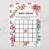 Pink Floral Baby Dusche Baby Bingo Card (Vorne/Hinten)