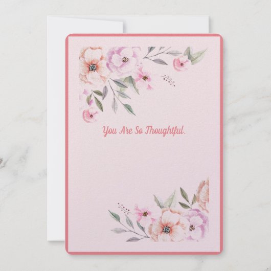 Pink Floral Baby Dusche Dankeskarte (Rückseite)