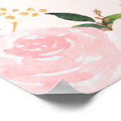 Pink Floral Baby Dusche Empfang Poster (Ecke)