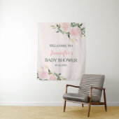 Pink Floral Baby Dusche Empfang Wandteppich (Beispiel)