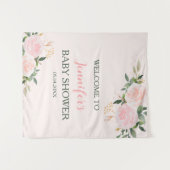 Pink Floral Baby Dusche Empfang Wandteppich (Vorderseite (Horizontal))
