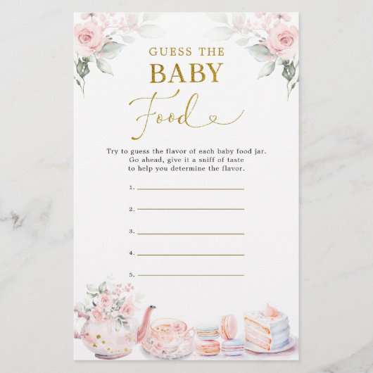 Pink Floral Baby Dusche Party Ratess Baby Food (Vorderseite)