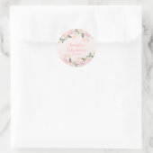 Pink Floral Baby Dusche Runder Aufkleber (Tasche)