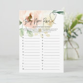 Pink Floral Baby Dusche Spiel Baby Name Race Card Einladung (Stehend Vorderseite)