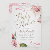 Pink Floral Baby Dusche Tee Party Einladung (Vorne/Hinten)