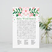 Pink Floral Baby Dusche Word Search Game (Stehend Vorderseite)