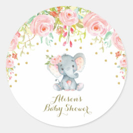 Pink Floral Baby Elephant Danke Sticker Favoriten