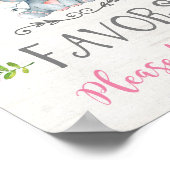 Pink Floral Baby Elephant Girl Favors Schilderdeko Poster (Ecke)