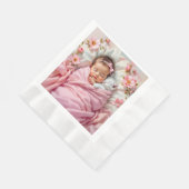 Pink Floral Baby Girl and White Kitten Serviette (Ecke)