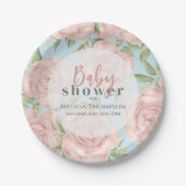 Pink Floral Baby Girl Dusche Botanischer Pinsel Ro Pappteller (Vorderseite)