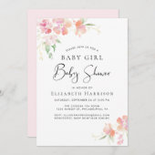 Pink Floral Baby Girl Dusche Einladung (Vorne/Hinten)