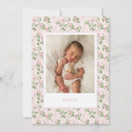 Pink Floral Baby Girl Geburtskarte Ankündigung