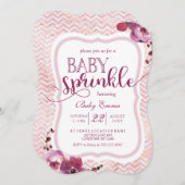Pink Floral Baby Girl Sprinkle Dusche Einladung (Vorne/Hinten)