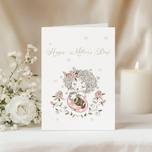 Pink Floral Baby hört Muttertag Karte