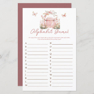 Pink Floral Baby in Bloom Baby Dusche Alphabet