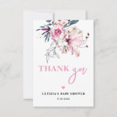 Pink Floral Baby in Bloom Baby Dusche Dankeskarte (Vorderseite)