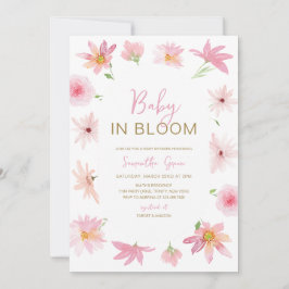 Pink Floral Baby in Bloom Baby Dusche Einladung