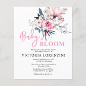 Pink Floral Baby in Bloom Baby Dusche Einladung (Vorderseite)