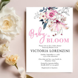 Pink Floral Baby in Bloom Baby Dusche Einladung