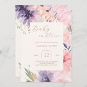 Pink Floral Baby in Bloom Baby Dusche Einladung (Vorne/Hinten)