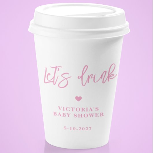 Pink Floral Baby in Bloom Baby Dusche Pappbecher