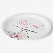 Pink Floral Baby in Bloom Baby Dusche Pappteller (Schrägansicht)