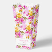 Pink Floral Baby in Bloom Baby Dusche Popcorn Geschenkschachtel (Rückseite)