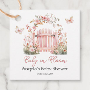 Pink Floral Baby in Bloom Butterfly Babydusche Geschenkanhänger