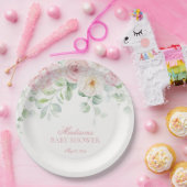 Pink Floral Baby in Bloom Hydrangea Babydusche Pappteller (Party)