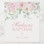 Pink Floral Baby in Bloom Hydrangea Babydusche Weinetikett (Einzelnes Label)