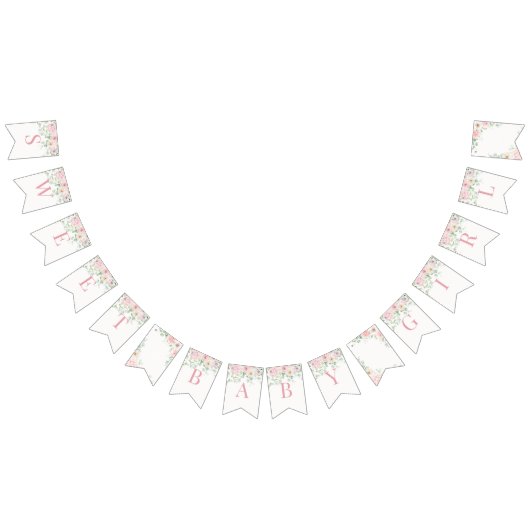 Pink Floral Baby in Bloom Hydrangea Babydusche Wimpelkette (Alle)