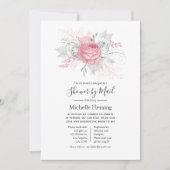 Pink Floral Baby oder Brautparty per Mail Einladung (Vorderseite)