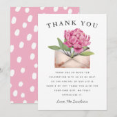 Pink Floral Baby Shooter by Mail Quarantine Dankeskarte (Vorne/Hinten)